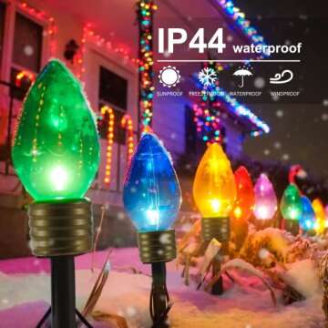 Christmas Lights Jumbo C9 Outdoor Lawn Decorations with Pathway Marker Stakes, 8.5ft C7 Lights Cover...