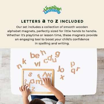 Leaping Learning Lower Case Wooden Letters Alphabet Magnets Set - Educational Toy for toddlers - Mag...