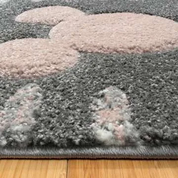 Gertmenian Disney Mickey Mouse Modern Indoor Rug - 2x8 Runner, Non-Shedding, Ideal for High Traffic Areas in Living Room, Bedroom, Entryway - Strokes, Gray/Pink, 27902