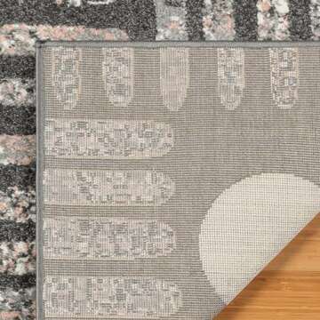 Gertmenian Disney Mickey Mouse Modern Indoor Rug - 2x8 Runner, Non-Shedding, Ideal for High Traffic Areas in Living Room, Bedroom, Entryway - Strokes, Gray/Pink, 27902