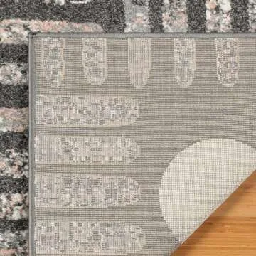 Gertmenian Disney Mickey Mouse Modern Indoor Rug - 2x8 Runner, Non-Shedding, Ideal for High Traffic Areas in Living Room, Bedroom, Entryway - Strokes, Gray/Pink, 27902