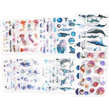 Knaid Watercolor Fantasy Stickers Set - Decorative Sticker for Scrapbooking, Kid DIY Arts Crafts, Album, Bullet Journaling, Junk Journal, Planners, Calendars and Notebook