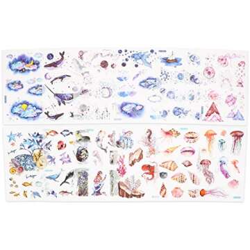 Knaid Watercolor Fantasy Stickers Set - Decorative Sticker for Scrapbooking, Kid DIY Arts Crafts, Album, Bullet Journaling, Junk Journal, Planners, Calendars and Notebook