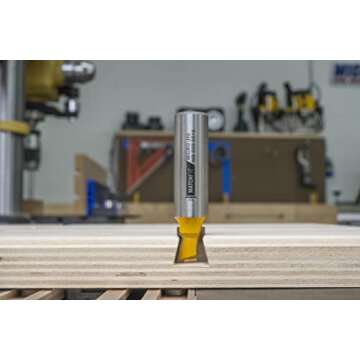 MICROJIG Matchfit MB-050-0514 Dovetail Router Bit for Dovetail Clamps, 14", Dovetail Profile, Yellow