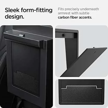 Spigen One-Touch Hidden Storage Box Designed for Tesla Model 3 & Y Center Console Organizer Armrest 2024/2023/2022 [Not Compatible with Model 3 2025/2024 Refresh and Model Y 2025] (Carbon Edition)