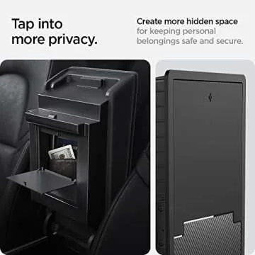 Spigen One-Touch Hidden Storage Box Designed for Tesla Model 3 & Y Center Console Organizer Armrest 2024/2023/2022 [Not Compatible with Model 3 2025/2024 Refresh and Model Y 2025] (Carbon Edition)