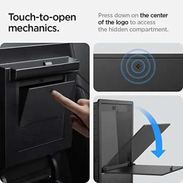 Spigen One-Touch Hidden Storage Box Designed for Tesla Model 3 & Y Center Console Organizer Armrest 2024/2023/2022 [Not Compatible with Model 3 2025/2024 Refresh and Model Y 2025] (Carbon Edition)