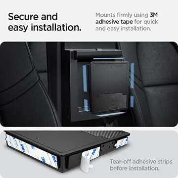 Spigen One-Touch Hidden Storage Box Designed for Tesla Model 3 & Y Center Console Organizer Armrest 2024/2023/2022 [Not Compatible with Model 3 2025/2024 Refresh and Model Y 2025] (Carbon Edition)