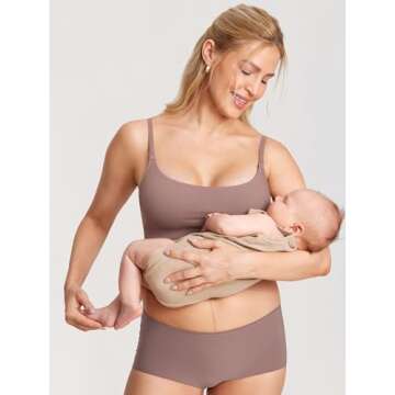MOMANDA Women's Nursing Bras Ribbed Seamless Bralettes Support Sports Bra for Breastfeeding Wireless Maternity Sleep Brown Purple Medium