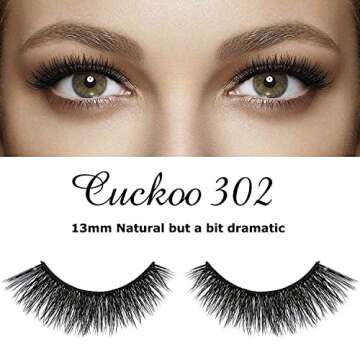 Cuckoo False Eyelashes 3D Faux Mink Lashes Dramatic Natural PBT Silk Fiber 3Pairs False Lashes High Volume Fluffy 100% handmade