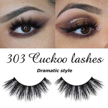 Cuckoo False Eyelashes 3D Faux Mink Lashes Dramatic Natural PBT Silk Fiber 3Pairs False Lashes High Volume Fluffy 100% handmade
