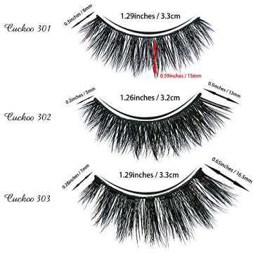 Cuckoo False Eyelashes 3D Faux Mink Lashes Dramatic Natural PBT Silk Fiber 3Pairs False Lashes High Volume Fluffy 100% handmade