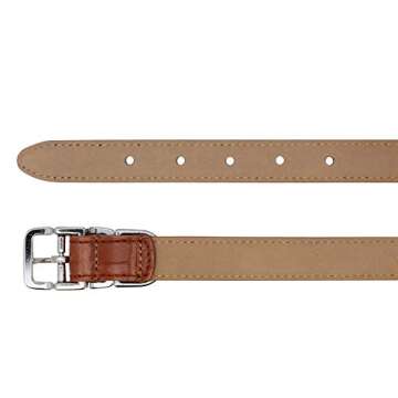 Luxury Cognac Alligator Skin Dog Collar for Medium Dogs