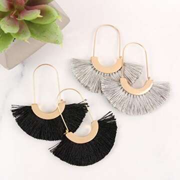 Bohemian Silky Thread Tassel Earrings - Lightweight Fashion