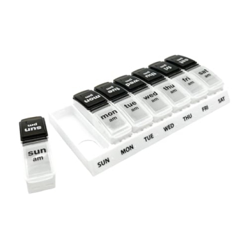 EZY DOSE Weekly AM/PM Pill Organizer - Large, Durable, Easy-Open