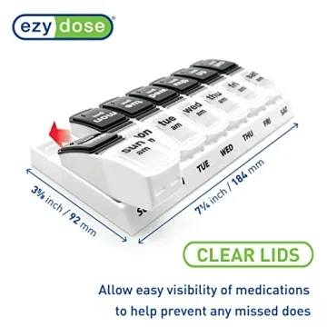 EZY DOSE Weekly AM/PM Pill Organizer Large Durable Easy-Open