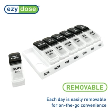 EZY DOSE Weekly AM/PM Pill Organizer Large Durable Easy-Open