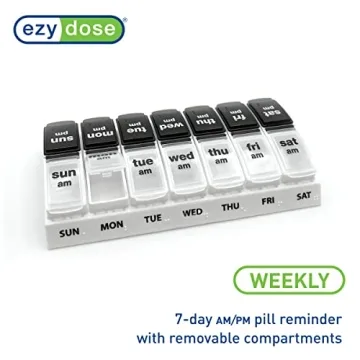 EZY DOSE Weekly AM/PM Pill Organizer Large Durable Easy-Open