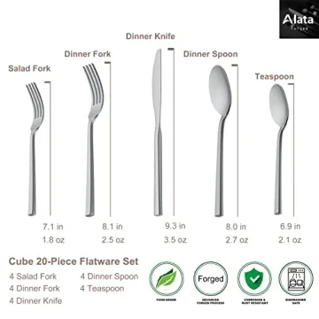 Alata Cube Forged Stainless Steel Flatware Set - Service for 4