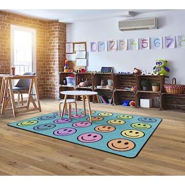 Flagship Carpets Smiley Seating (Seats 20) Classroom Area Rug or Educational Learning Mat, Kids Room...