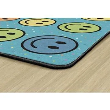 Flagship Carpets Smiley Seating (Seats 20) Classroom Area Rug or Educational Learning Mat, Kids Room or Playroom Carpet, 6' x 8'4", Blue/Multi (FA2393-32FS)