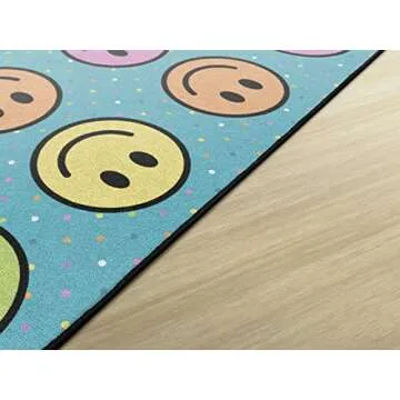 Flagship Carpets Smiley Seating (Seats 20) Classroom Area Rug or Educational Learning Mat, Kids Room or Playroom Carpet, 6' x 8'4", Blue/Multi (FA2393-32FS)