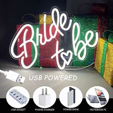 Bride to Be Neon Sign for Wedding and Bachelorette Parties