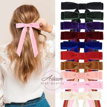 Stylish 10PCS Velvet Hair Bows for Girls and Teens