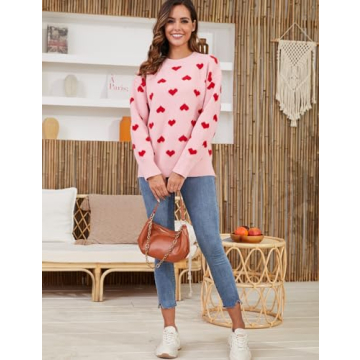 Gihuo Cute Valentine's Heart Sweater for Women