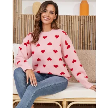 Gihuo Cute Valentine's Heart Sweater for Women
