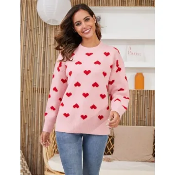 Gihuo Cute Valentine's Heart Sweater for Women