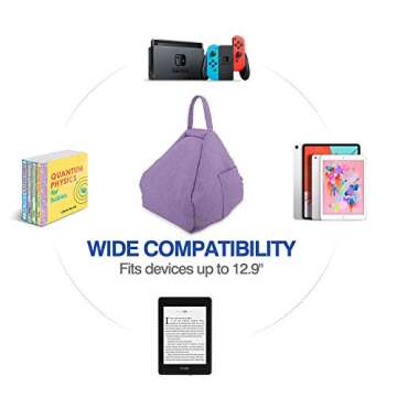 MoKo Tablet Pillow Stand, Lap Pillow Bed Sofa Soft Cushion Holder Xmas Gift for Phones Tablets Up to 11", Fit iPad 10th, iPad Pro 11 2022, iPad Mini 6, iPad Air 4/3, Tab S6/S7 11" - Light Purple