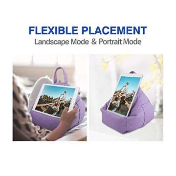 MoKo Tablet Pillow Stand, Lap Pillow Bed Sofa Soft Cushion Holder Xmas Gift for Phones Tablets Up to 11", Fit iPad 10th, iPad Pro 11 2022, iPad Mini 6, iPad Air 4/3, Tab S6/S7 11" - Light Purple