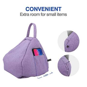 MoKo Tablet Pillow Stand, Lap Pillow Bed Sofa Soft Cushion Holder Xmas Gift for Phones Tablets Up to 11", Fit iPad 10th, iPad Pro 11 2022, iPad Mini 6, iPad Air 4/3, Tab S6/S7 11" - Light Purple