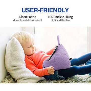 MoKo Tablet Pillow Stand, Lap Pillow Bed Sofa Soft Cushion Holder Xmas Gift for Phones Tablets Up to 11", Fit iPad 10th, iPad Pro 11 2022, iPad Mini 6, iPad Air 4/3, Tab S6/S7 11" - Light Purple