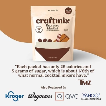 Craftmix Espresso Martini Mix, Makes 12 Drinks, Skinny Cocktail & Mocktail Drink Mixers - Instant Coffee Packets - Real Coffee Martini Mix - Vegan Low-Carb, Low-Sugar, Non-GMO, Dairy Free, Gluten Free