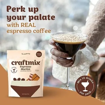 Craftmix Espresso Martini Mix, Makes 12 Drinks, Skinny Cocktail & Mocktail Drink Mixers - Instant Coffee Packets - Real Coffee Martini Mix - Vegan Low-Carb, Low-Sugar, Non-GMO, Dairy Free, Gluten Free