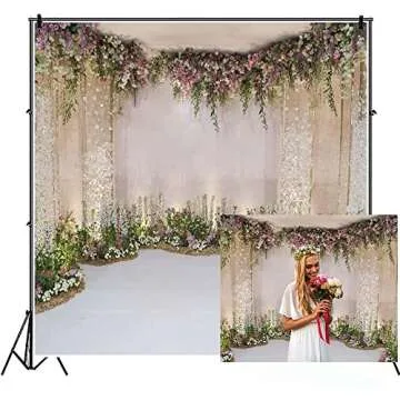 AOFOTO 10x10ft Wedding Backdrop Romance Archway Bridal Shower Flowers Wall Curtain Cradle Ceremony B...