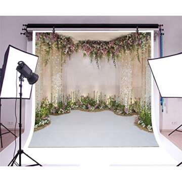 AOFOTO 10x10ft Wedding Backdrop Romance Archway Bridal Shower Flowers Wall Curtain Cradle Ceremony Banner Background for Photography Vinyl Anniversary Birthday Party Decoration Photoshoot Studio Props