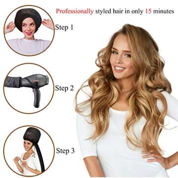 Bonnet Hair Dryer Attachment with 10 Curlers for All Hair Types
