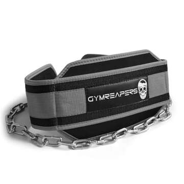 Gymreapers Dip Belt With Chain For Weightlifting, Pull Ups, Dips - Heavy Duty Steel Chain For Added ...