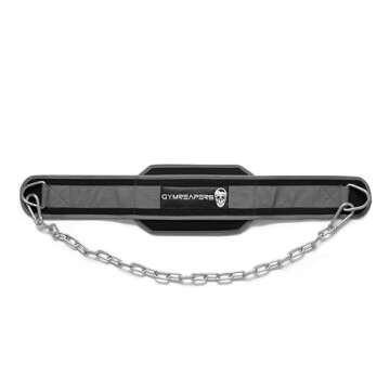 Gymreapers Dip Belt With Chain For Weightlifting, Pull Ups, Dips - Heavy Duty Steel Chain For Added Weight Training (Gray)