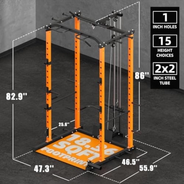 VANSWE 1200lb Power Cage with LAT Pulldown Attachment