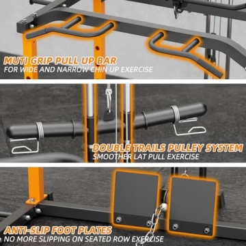 VANSWE 1200lb Power Cage with LAT Pulldown Attachment