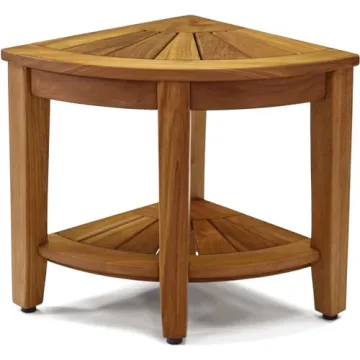 AquaTeak The Original 15.5" Kai Corner Teak Shower Bench with Shelf