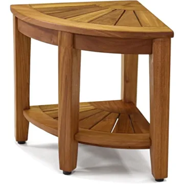 AquaTeak The Original 15.5" Kai Corner Teak Shower Bench with Shelf