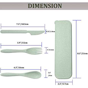 4 Sets Wheat Straw Cutlery,Portable Cutlery Spoon Knife Fork Tableware Set with Case for Adults Trav...