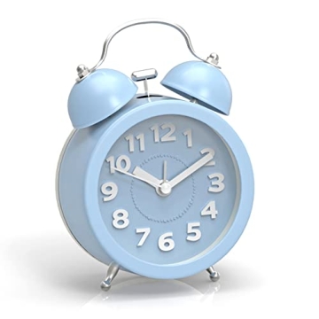 PILIFE 3" Small Loud Alarm Clock for Heavy Sleepers, Twin Bell Alarm Clock Battery Operated, Analog ...