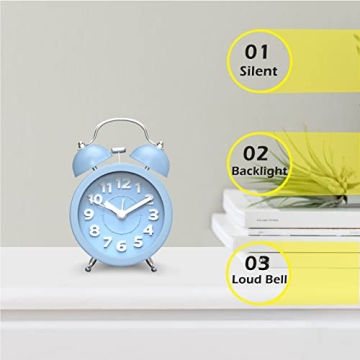 PILIFE Retro Twin Bell Alarm Clock for Heavy Sleepers