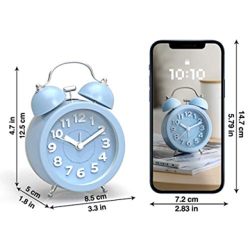PILIFE Retro Twin Bell Alarm Clock for Heavy Sleepers